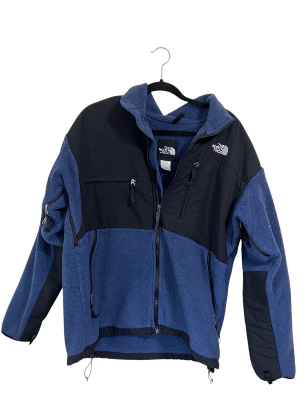 The North Face Blue and Black Fleece Jacket with Nylon Overlays